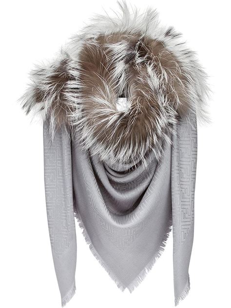 fendi fur shawl|Fendi scarf with fur trim.